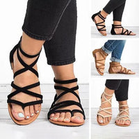 Women's Cross Strap Zipper Rubber Sole Sandals 38211805C