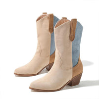 Women's Fashion Stitched Block Heel Cowboy Boots 97141790S