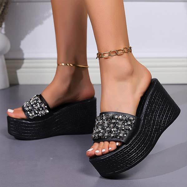Women's Fashion Peep Toe Wedge Sandals with Sequins 35233164C