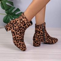 Women's Chunky Heel Leopard Print Martin Boots 82032732C