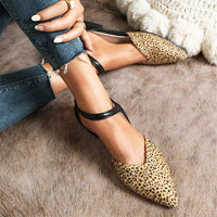 Women's Buckled Flat Pointed-Toe Mule Sandals with Hollow Design 27230933C