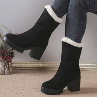 Women's Round-Toe Chunky Heel High-Heel Snow Boots 59024020C