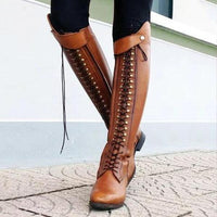 Women's Vintage Stud Lace-Up Over-the-Knee Boots 58948267S