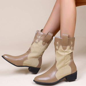 Women's Mid-Heel Short Cowboy Boots with a Sweet and Edgy Twist 76670747C