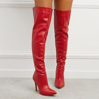 Women's Zipper Pointed Toe Stiletto Over the Knee Boots 49903151C