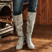 Women'S Vintage Round Toe Side Zip Block Heel Rider Boots 40681394
