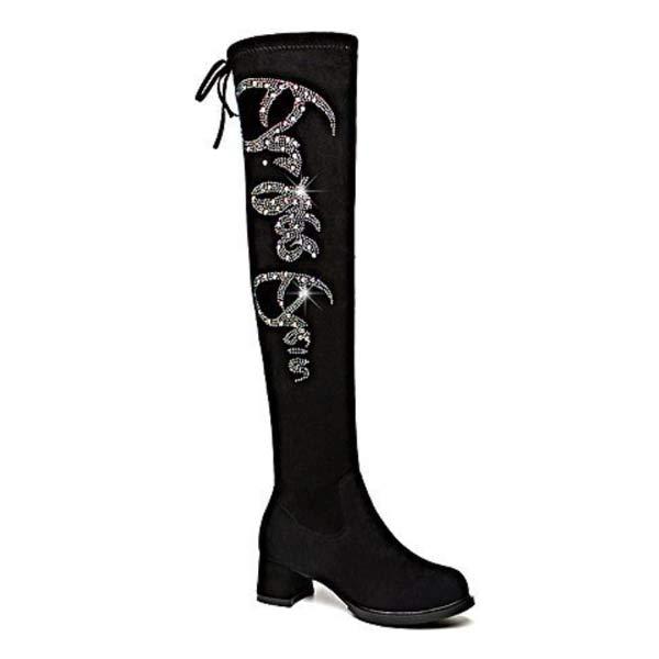 Women's Chunky Heel Stretch Over-the-Knee Boots 44184553C