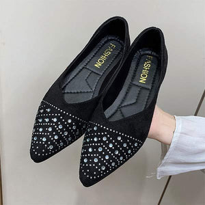 Women's Stylish Pointed-Toe Rhinestone Flat Shoes 14522411C