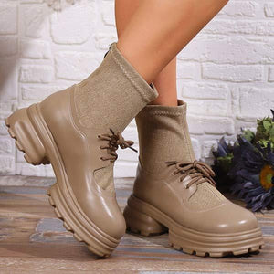 Women's Lace-Up Platform High Heel Ankle Boots 82356230C