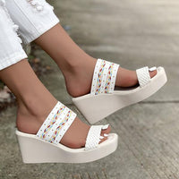 Women's Fashion Woven Platform Wedge Slippers 68463053S
