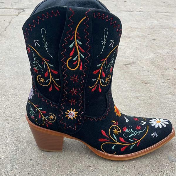 Women's Vintage Embroidered Western Cowboy Boots 86264596S