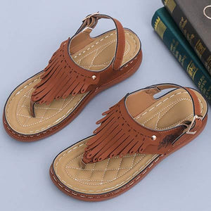 Women's Tassel Platform Casual Peep-Toe Sandals with Wedge Heel 46781761C