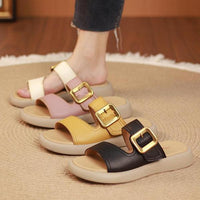 Women's Casual Round Toe Thick Sole Belt Slippers 13779504S
