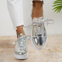 Women's Casual Lace-up Glossy Thick-soled Shoes 45641544S