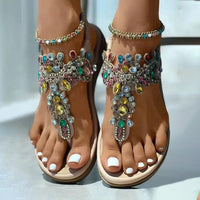 Women's Fashion Rhinestone Flat Flip-Flop Sandals 41824462C