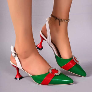 Women's High Heel Color Block Hollow Sandals 57783331C