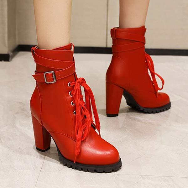 Women's Belt Buckle Strappy High Heel Ankle Boots 22477736C
