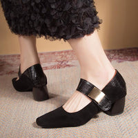 Women's Retro Shallow Chunk Heel Mary Jane Shoes 41277562C