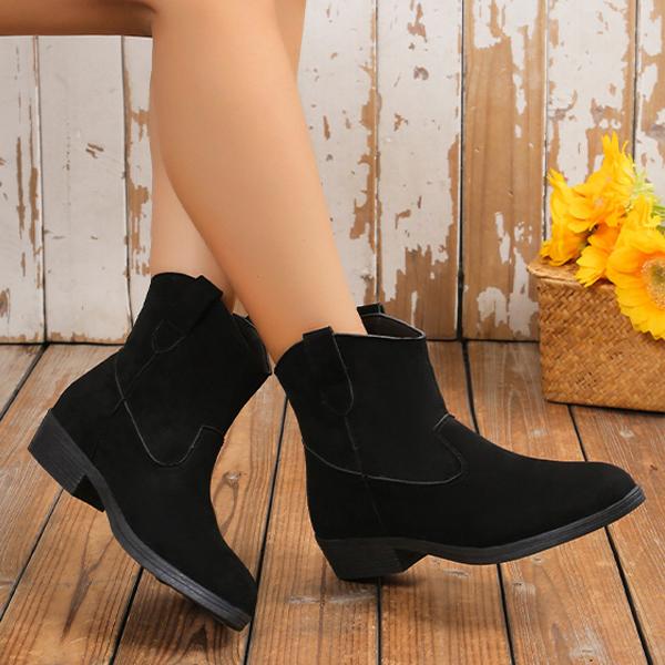Women's Casual Simple Pointed Toe Chunky Heel Short Boots 50222563S