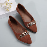 Women's Fashionable Chain Decorated Pointed Toe Flats 71428578S