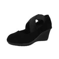 Women's Casual Crossover Elastic Shallow Wedge Shoes 00003544S