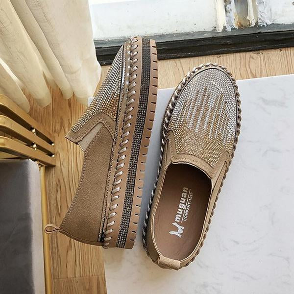 Women's Fashionable Rhinestone Slip-On Flat Casual Shoes 58380236S