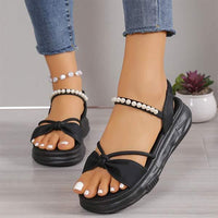 Women's Platform Sandals with Pearl Embellished Straps 71878069C