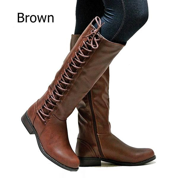 Women's Casual Lace-Up Knee High Rider Boots 81970972S