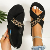 Women's Fashion Chain Cross Strap Beach Sandals 44101767S