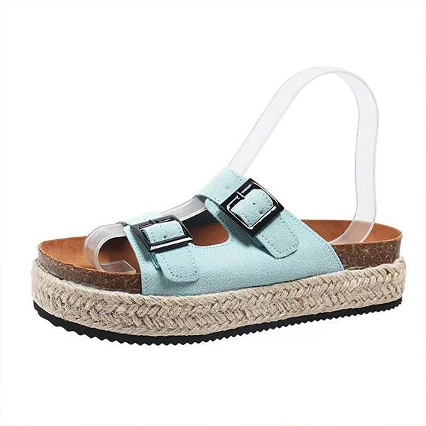Women's Casual Thick-Soled Buckle Espadrille Sandals 65380500S