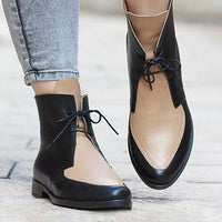 Women's Casual Retro Colorblock Lace-up Booties 07569296S