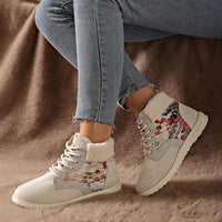 Women's Casual Flat Lace Up High Top Cotton Short Boots 31821319S