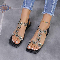 Women's Rhinestone-Adorned Transparent Sandals with Single Strap 61170792C