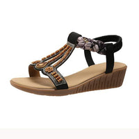 Women's Bohemian Flat Elastic Strap Roman Sandals 32323424C