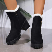 Women's Chunky Heel Thick-Sole Short Boots for Snow 99077076C