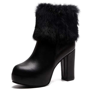 Women's Side-Zip Chunky Heel High Heel Warm Ankle Boots 58836000C