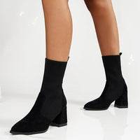 Women's Casual Leopard Print Chunky Heel Boots 97663116S