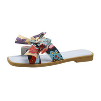 Women's Square-toe Bowknot One-Strap Casual Sandals 97354319C