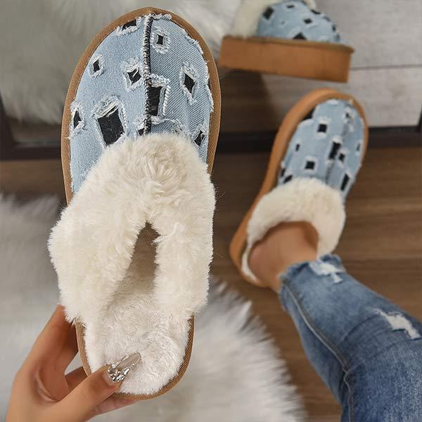 Women's Thick-Soled Plush Home Lightweight Cotton Slippers 94078632C