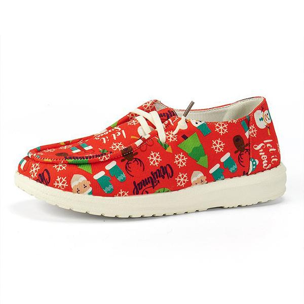 Women's Casual Christmas Halloween Printed Canvas Shoes 88310126S