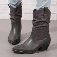 Women's Chunky Heel Vintage Mid-Calf Boots 33247220C