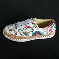 Women's Casual Colorful Floral Lace-Up Flat Loafers 86878495S