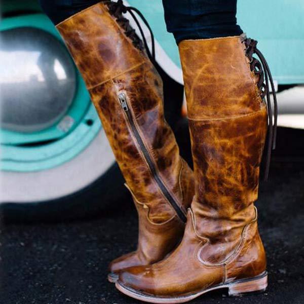 Women's Vintage Flat High Shaft Boots 54661721C