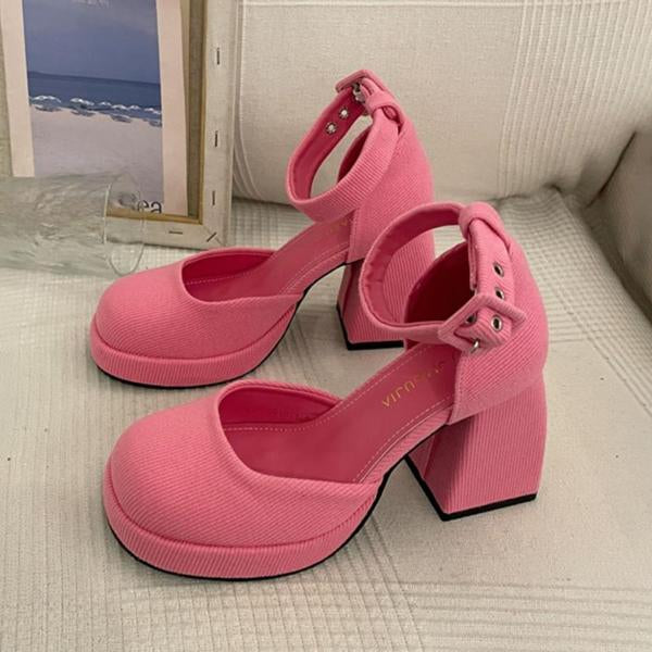 Women's Fashion Barbie Pink Chunky Heel Mary Jane 69348993S