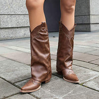 Women's Studded Boots - Pointed Toe Fashion Thigh-High Boots 73894798C