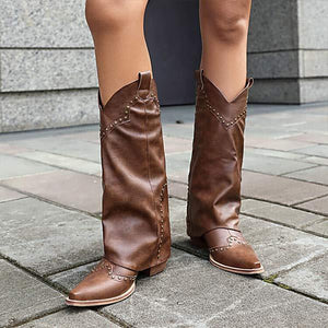 Women's Studded Boots - Pointed Toe Fashion Thigh-High Boots 73894798C
