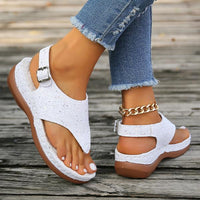 Women's Fashionable Glitter Buckled Wedge Sandals 06760030S