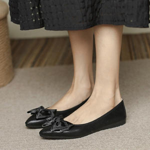 Women's Elegant Bow Pointed Toe Soft Flats 99444748S