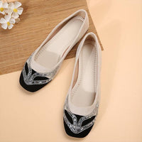 Women's Casual Stitched Rhinestone Flat Shoes 80766816S