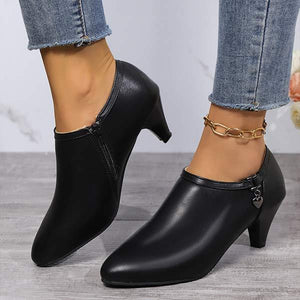 Women's Pointed-Toe Ankle Boots with Side Zipper 08678507C